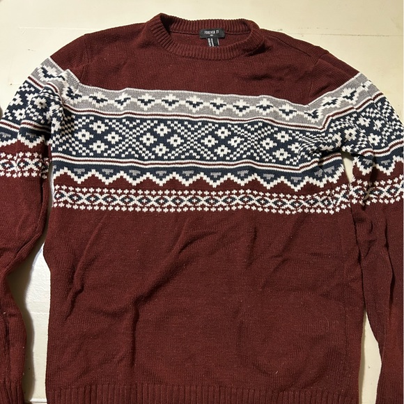 Men's Burgundy Fair Isle Sweater - Picture 1 of 1